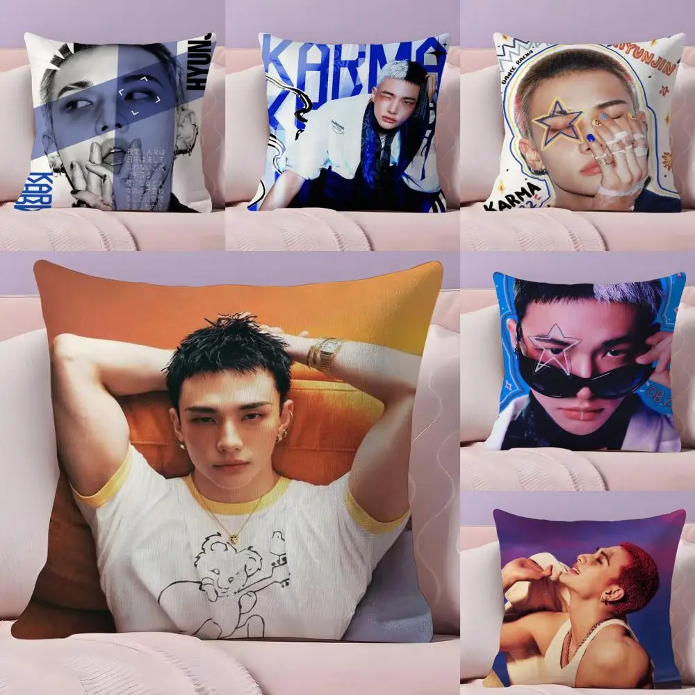 

Star H-Hwang Hyunjin Pillow Case Plush Fabric Soft Double-Sided Printed Sofa Home Decor Fine Winter Gift Cushion Cover