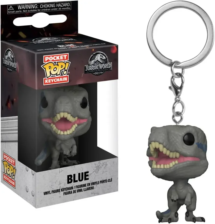 FUNKO POP Keychain Toy Jurassic World T.REX VELOCIRAPTOR BLUE Vinyl Figure Pocket Pop Keychain Collection Gifts Toys Pendants