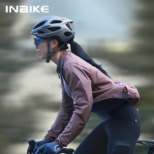 Imagen 2 del producto INBIKE Cortavientos de manga larga para mujer, ropa de ciclismo para montar, chaquetas de bicicleta de carretera a prueba de viento, ligeras con bolsillos