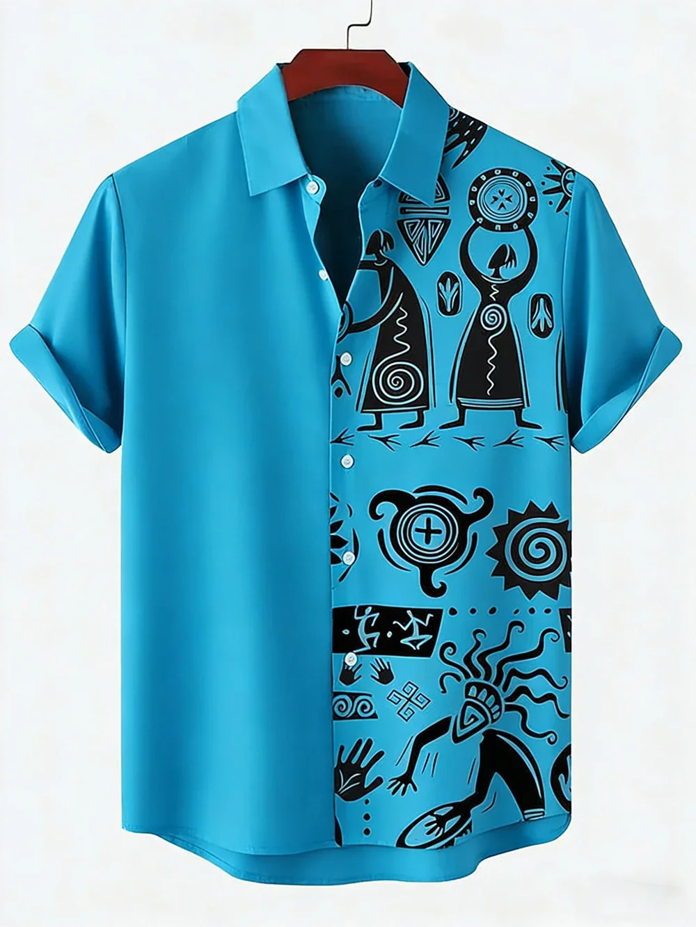 

Hawaiian Style Men's Tribal Pattern 3D Printed Shirt - Short Outdoor Clothing - Men's Cool and Comfortable Attire Retro