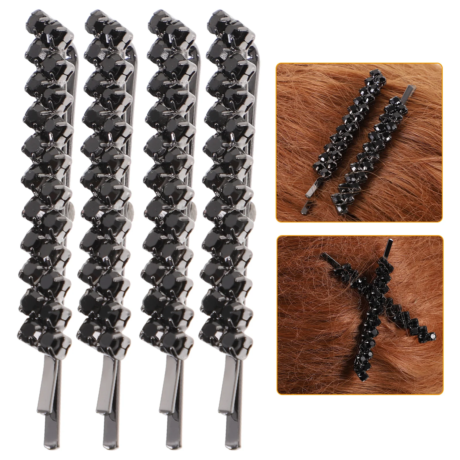 

1 set Rhinestone Hairpins Metal Hair Clips Stylish Bobby Hairpin For Women Wedding Party Dance Daily Wear Hair Accessories