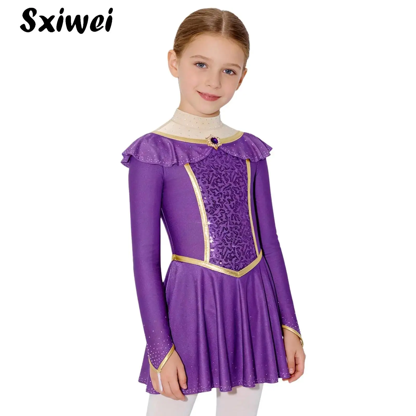 Festival Arabian Princess Costumes for Kids Girls Halloween Indian Dance Cosplay Dress Up Rhinestones Sequins Gem Leotard Dress