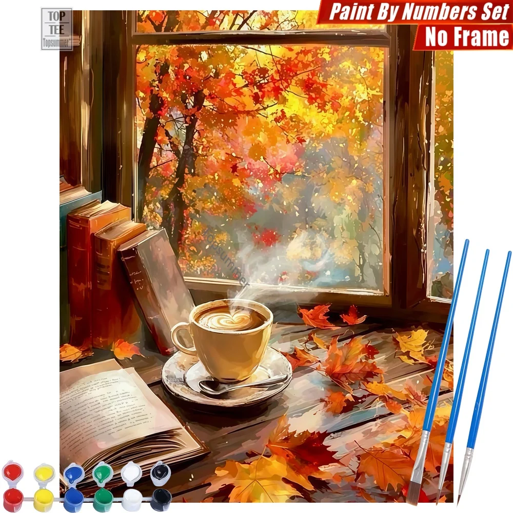 

Набор для рисования по номерам «Кофе-книга: Осень» - Абстрактное настенное искусство с кофейной тематикой, подарок на День отца для папы
