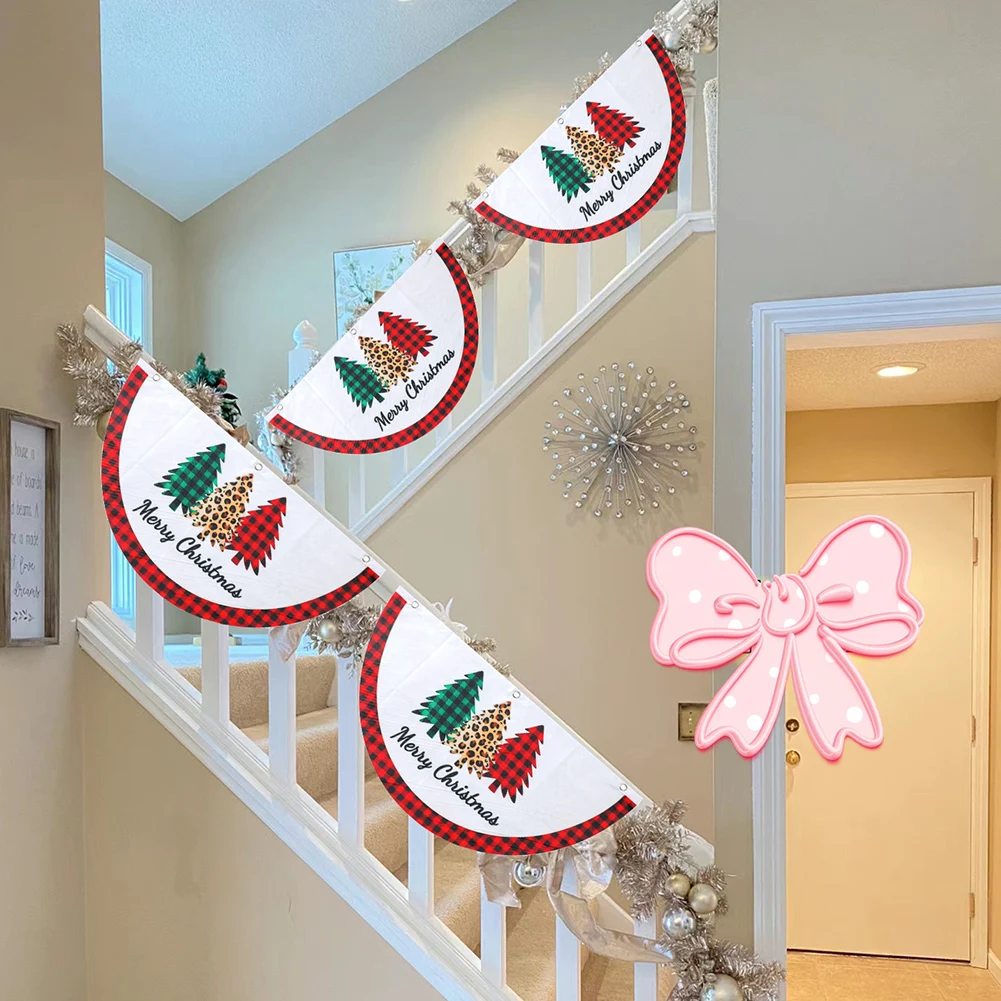 Christmas Fan Flag Decoration innovative Cartoon Print Gnome Snowman Xmas Tree Outdoor Fence Window Interior Escalator Ornaments