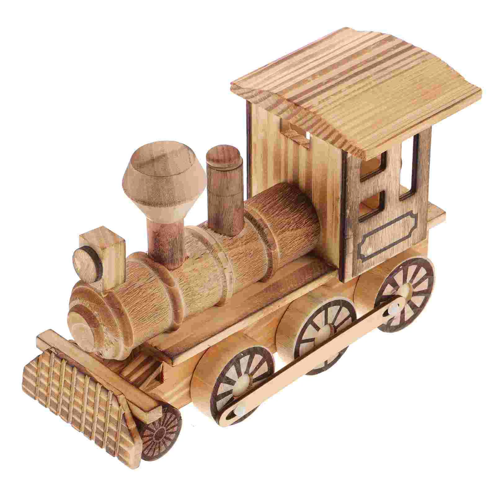 Locomotiva in legno Artigianato Retro Vintage Treno Motore Decorativo nament Creativo Desktop Ornamento Casa Camera Ristorante Romanzo