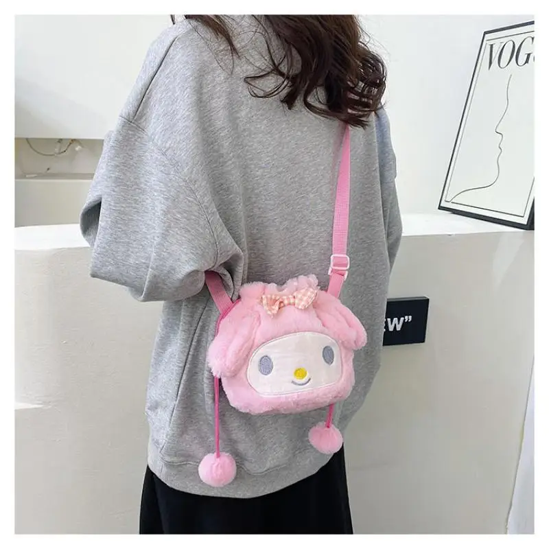 Sanrio pluszowa torba na ramię Kuromi melodia sznurek torba na lalki Cinnamoroll torba na telefon komórkowy damska torba mała na ramię prezenty
