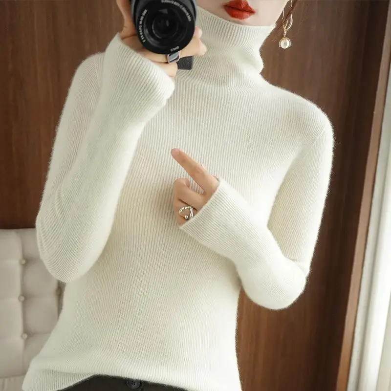 

Turtleneck Pullover Fall/winter 2023 Cashmere Sweater Women Pure Color Casual Long-sleeved Loose Pullover Bottoming Women's