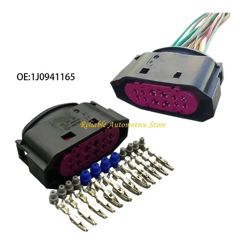 M68B 12 Pin Automotive Headlight Connector 1J0941165 Electrical Terminal with ABS Housing for Vehicle Wiring Repair