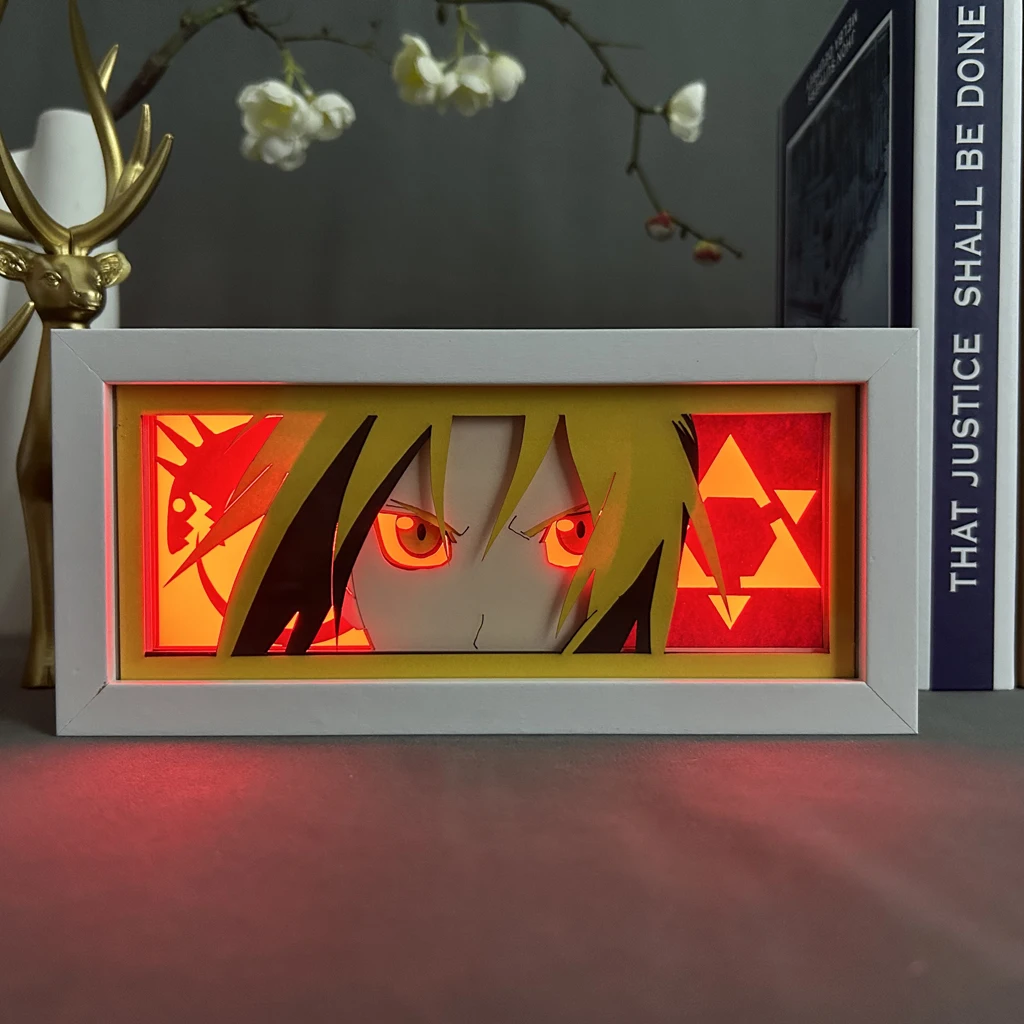 Imagem -02 - Anime Light Box de Fullmetal Alchemist Edward Elric Face Gamer Room Decoration Manga Paper Cut Led Night Lamp