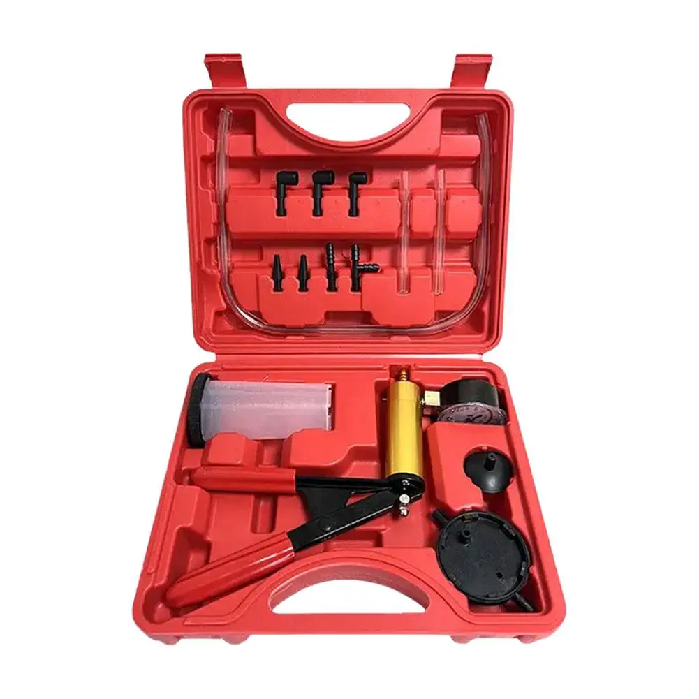 Car Manual Vacuum Pressure Pump Brake Fluid Drain Kit Vacuum Pistol Pump Tester Kit Portable Aluminum