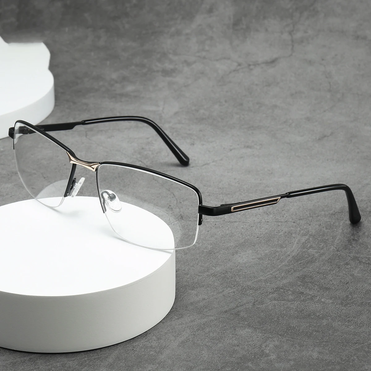 JMISUS Fashion Business Half-Rimless Prescription Glasses Man Half-frame Rectangle Optical Eyewear Metal Progressive Eyeglasses