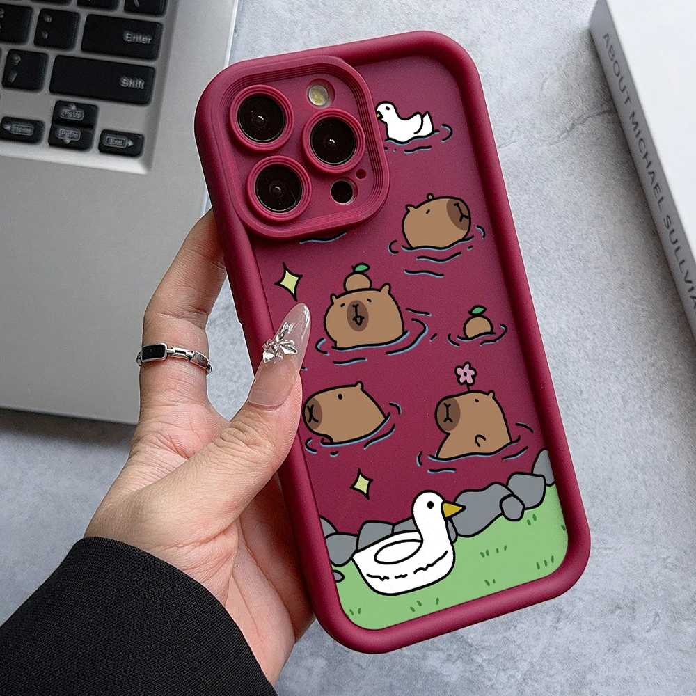 Funny Capybara Phone Case for Samsung Galaxy A73 A71 A55 A54 A53 A52 A51 A34 A33 A32 A23 A14 A13 A12 4G 5G Ladder Lens Cover