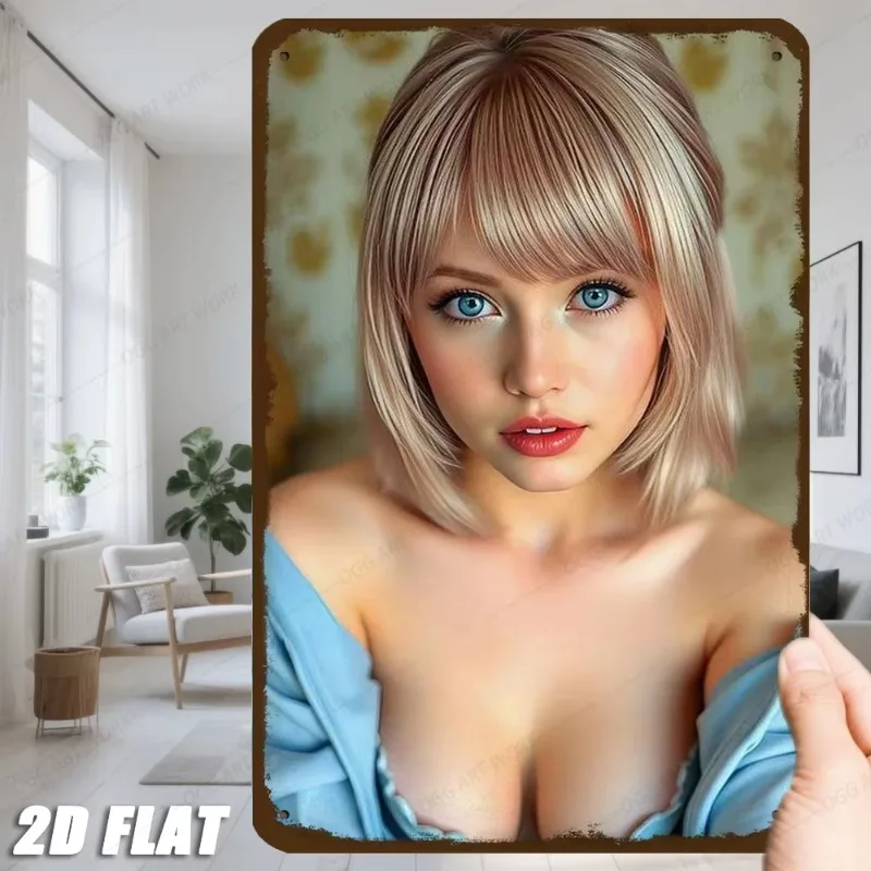 2026Gemmee 2D Metal Wall Art, 8x12 Inch Blue-Eyed Blonde Woman Wall Decor for Indoor Outdoor Christmas Thanksgiving Gift