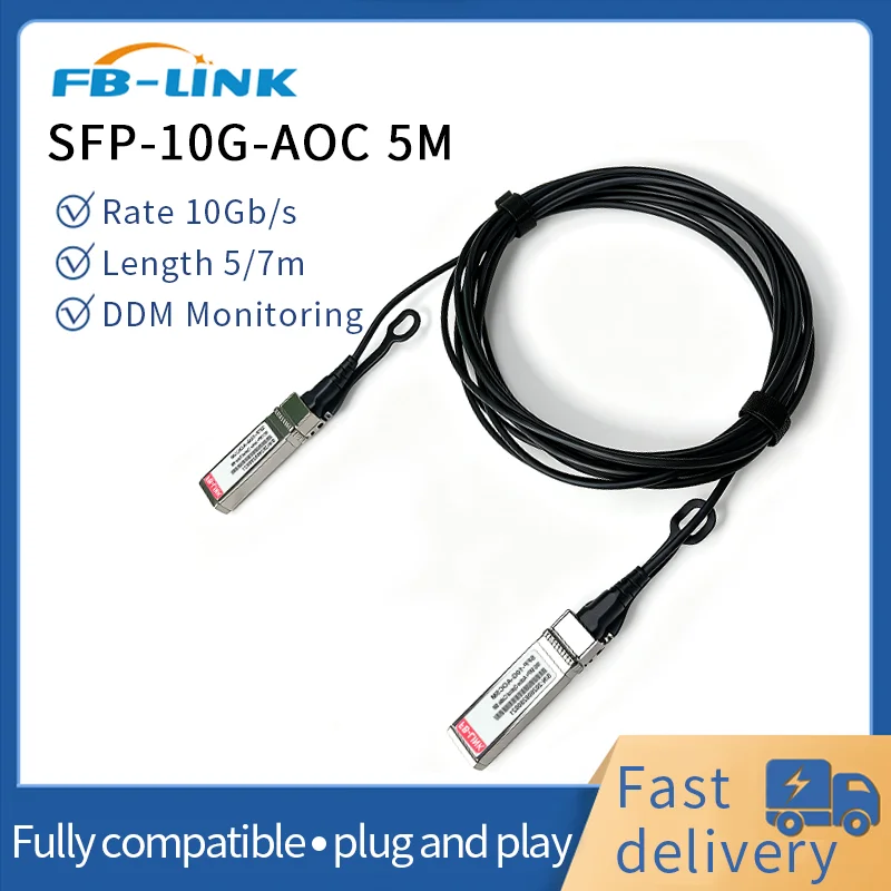 10G SFP+ to SFP+ AOC Cable 5M/7M Black 10GBASE-SR Active Optical Fiber OM3 Multimode for Cisco Mikrotik Ubiquiti Switch