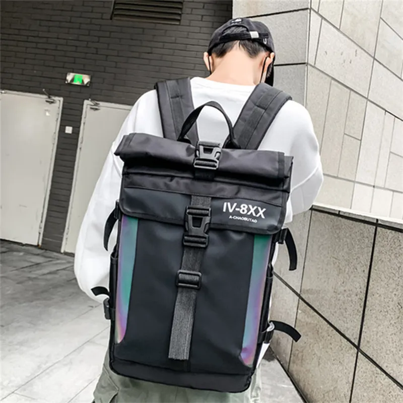 Men Backpack Large-Capacity Korean Version Casual Trendy All-Match Waterproof Backpack for Male 2022 Cool Bucket Bag Schoolbag