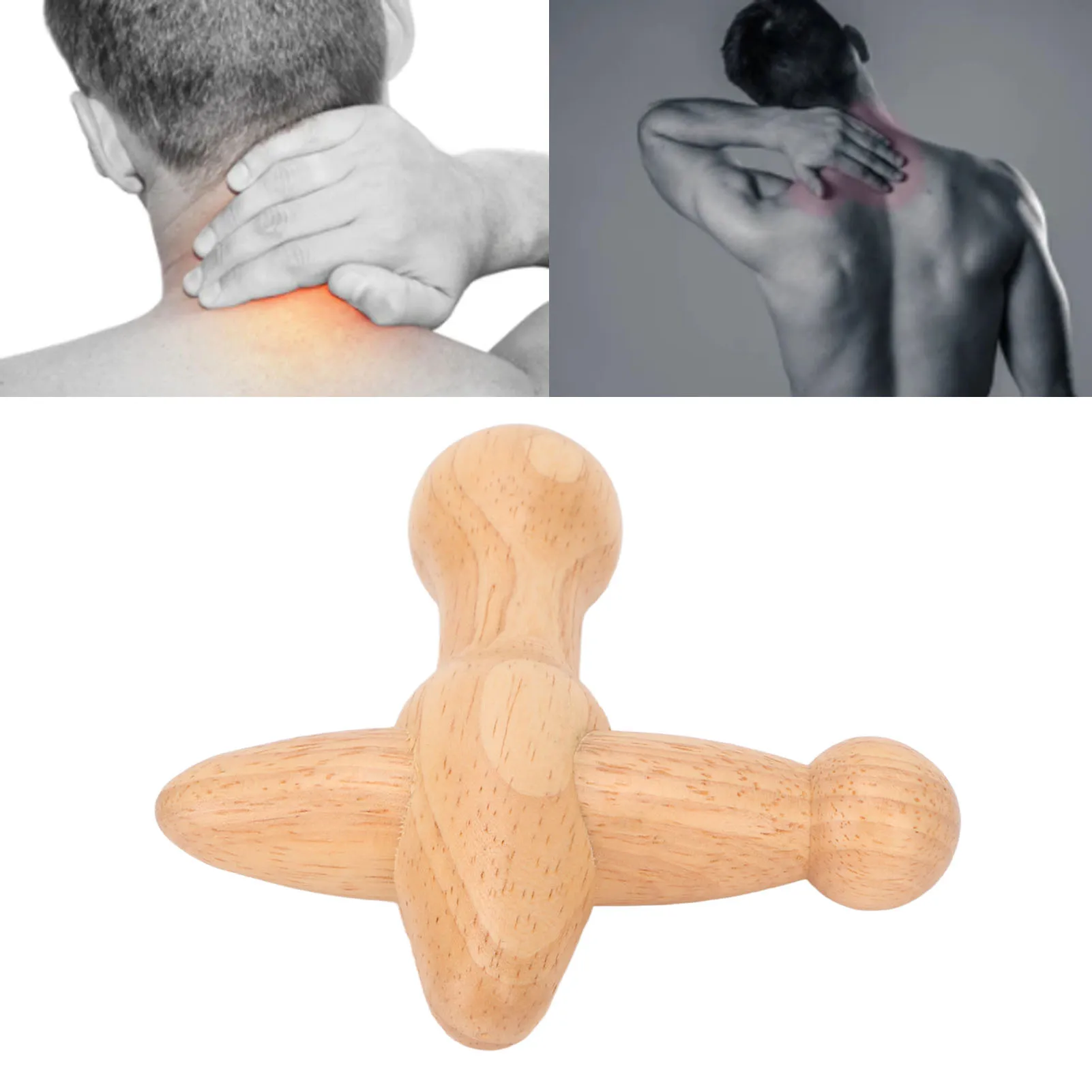 Trigger Point Massager Tool Cross Shaped Boost Metabolism Lymphatic Drainage Relaxes Muscles Wooden Massage Tool