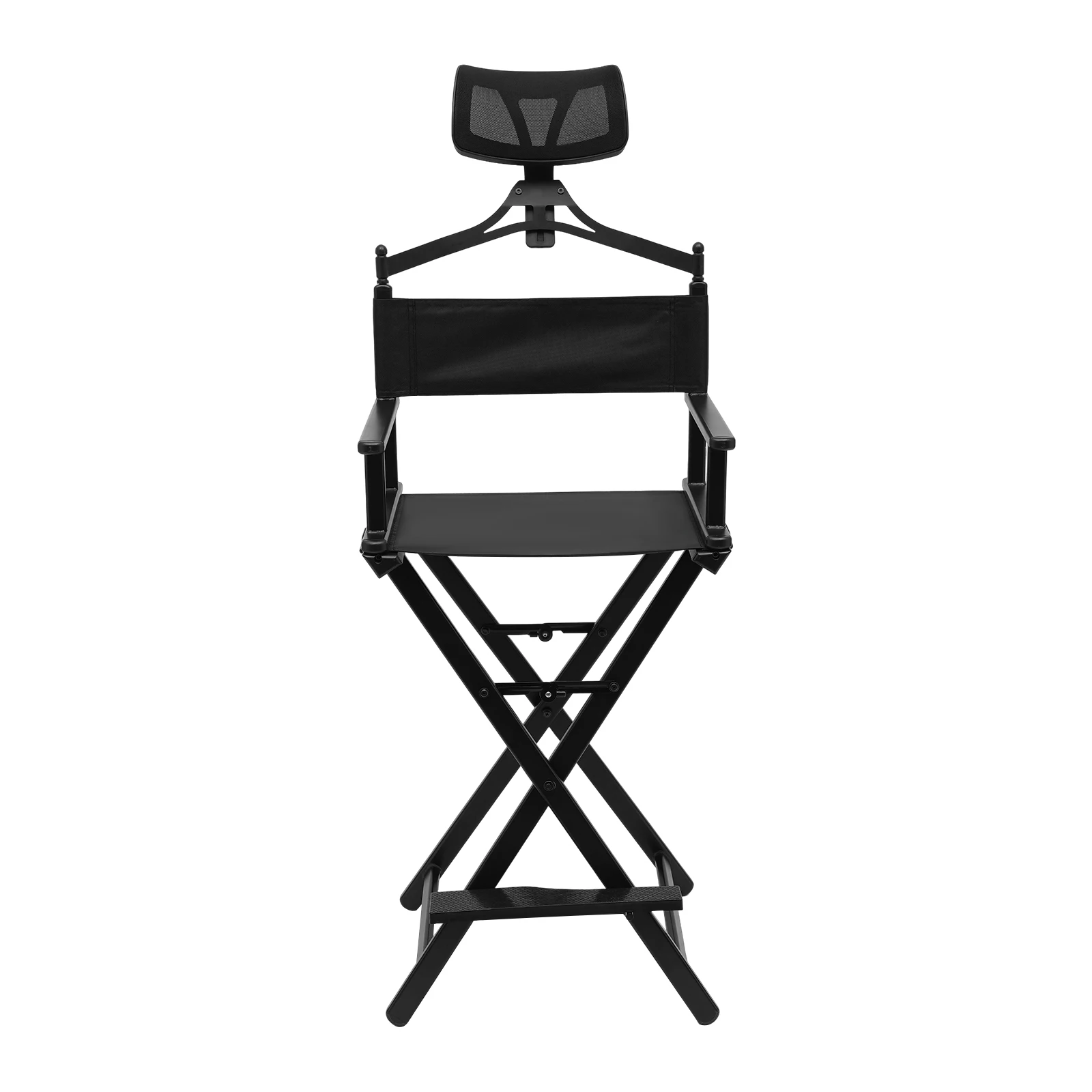 Black Makeup Artist Chair Floor Standing Flexible Folding Handle Premium Material Makeup Artist Chair Adjustable Height