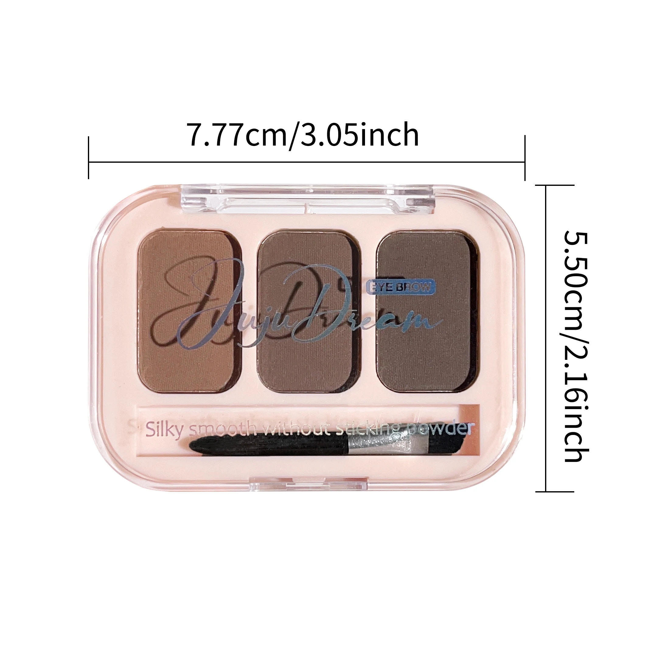 Mat 3-kleuren wenkbrauwpoederpalet met borstel - Natuurlijke 3D-vorm, waterdicht, langdurig, eenvoudig aan te brengen voor Kerstmis en winter
