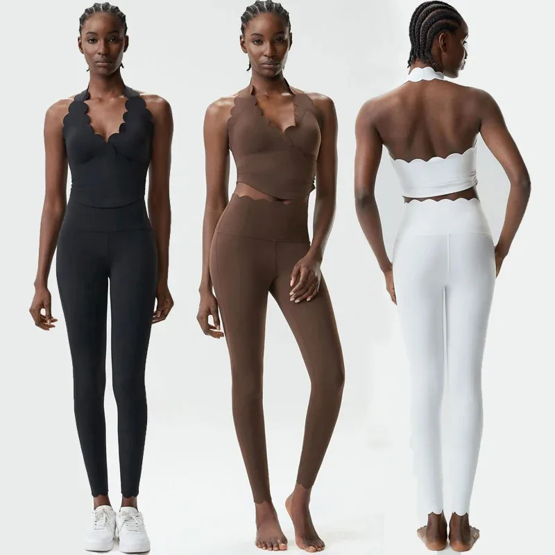 

SharpStar Fitness Yoga Set For Women Gym Running Suit 2pcs Slim Fit Stretchy Breathable Workout Sportswear Trendy Pilate Set