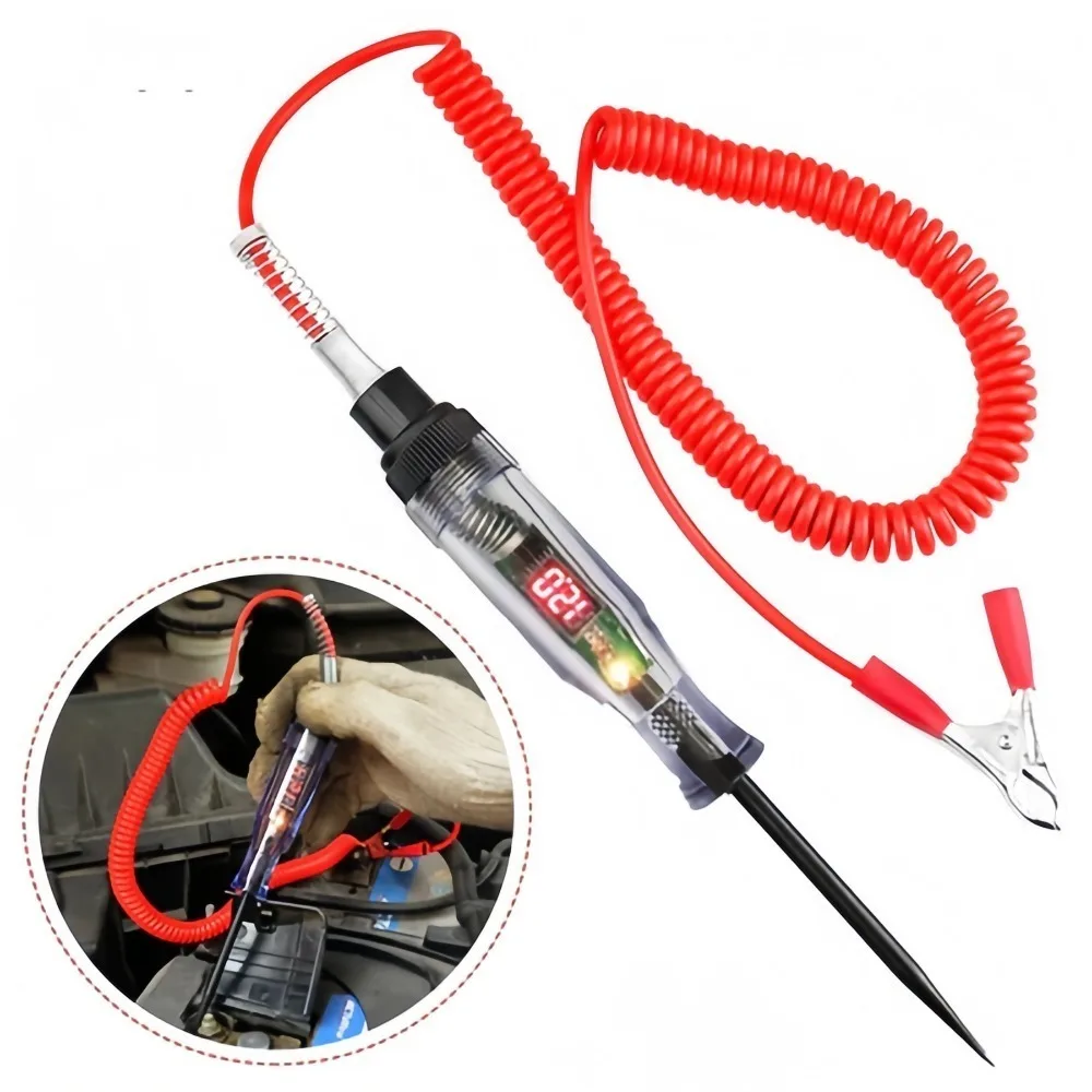 Car Voltage Circuit Tester Multifunction 6V 12V 24V Car Diagnostic Probe Test Pen Digital Display Auto Diagnostic Detector Ligh