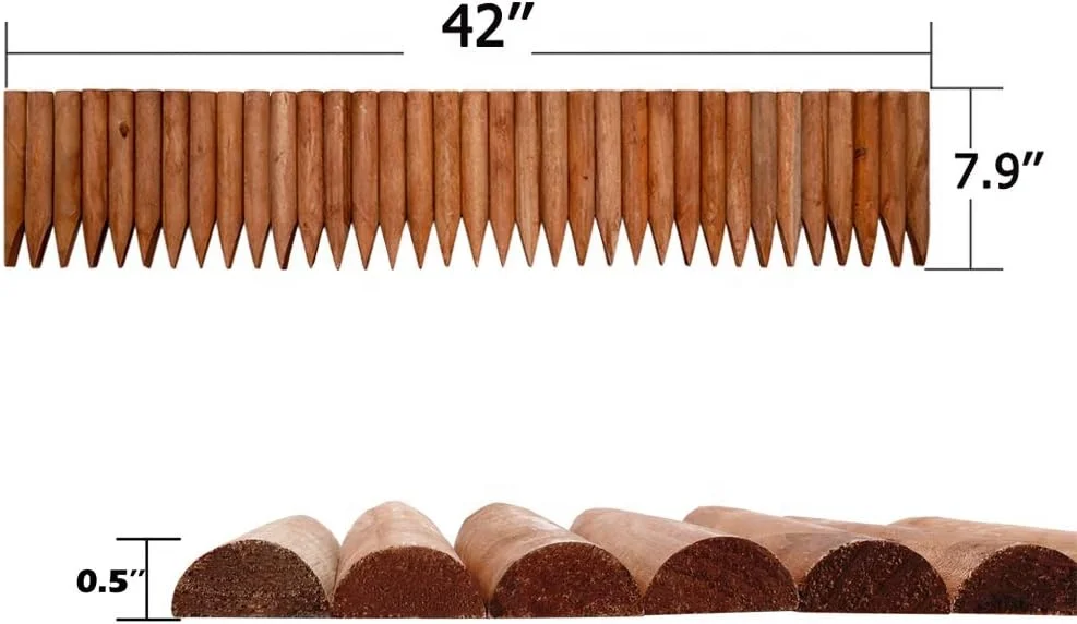 Valla corta de madera para exteriores, borde de paisaje, borde decorativo Flexible, valla de árbol, mantenimiento de jardín y patio de primavera