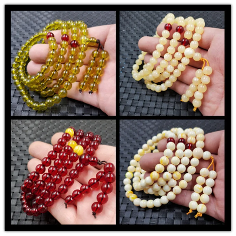 Ornament Bracelet Imitation White Beeswax Ball Bracelet Imitation Blood Pool108Bracelet Multi-Circle Bracelet Beads Bracelet