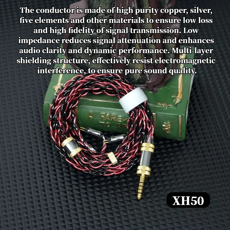 XINHS XH50 IEM-Kabel, 8 Adern, hohe Leitfähigkeit, 7N monokristallines Kupfer, versilbert + fünf Elemente, IE900/MMCX/HD650 – Detail 2