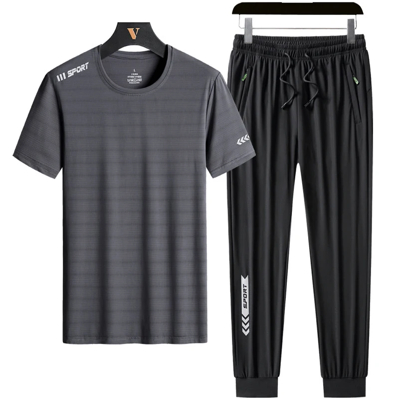 Trainingsanzug männer Set männer 2 stück Sets M-7XL 8XL 9XL Sommer Neue casual Kleidung Fitness Trainingsanzüge druck herren hosen set 83