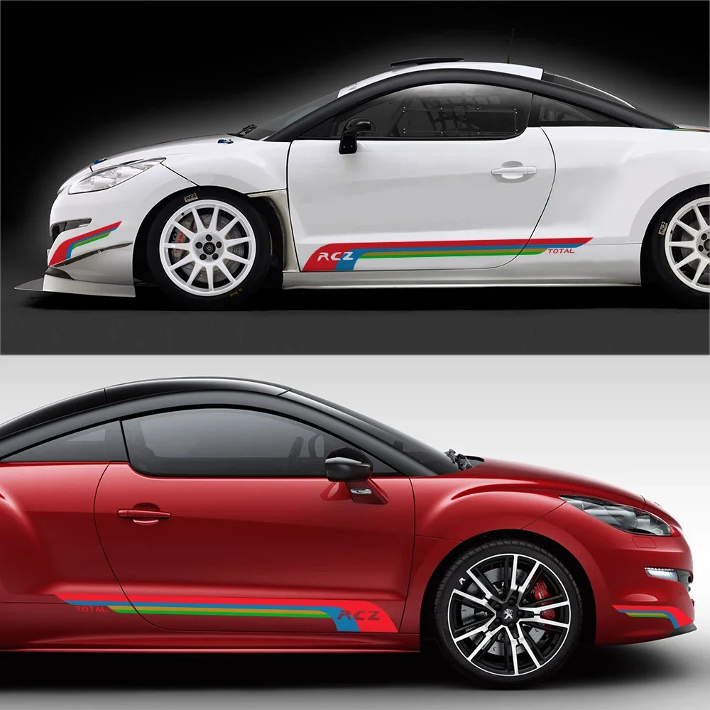 

4PCS Car Door Side Skirt PVC Stripes Stickers For Peugeot RCZ Tuning Auto Accessories Body Decor Vinyl Film Decals