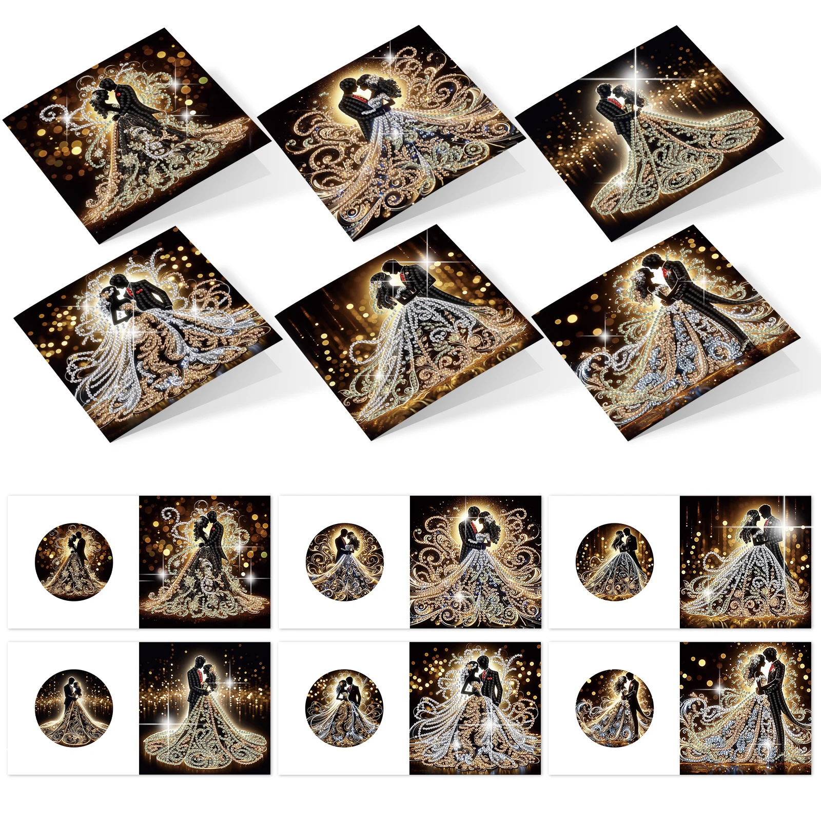 6PCS Diamond Art Painting Greeting Cards Kits,Romantic theme Special Shaped Diamond Art congratulation cards Art handmade Gifts