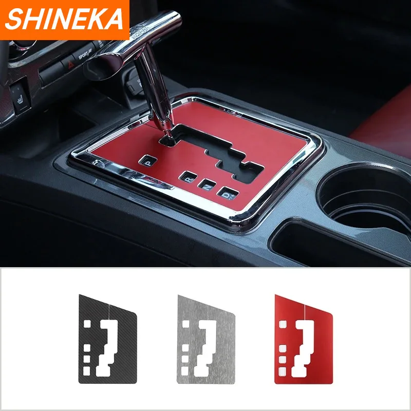 SHINEKA Car Interior Gear Shift Decoration Cover Aluminum Alloy Accessories For Dodge Challenger 2009 2010 2011 2012 2013 2014