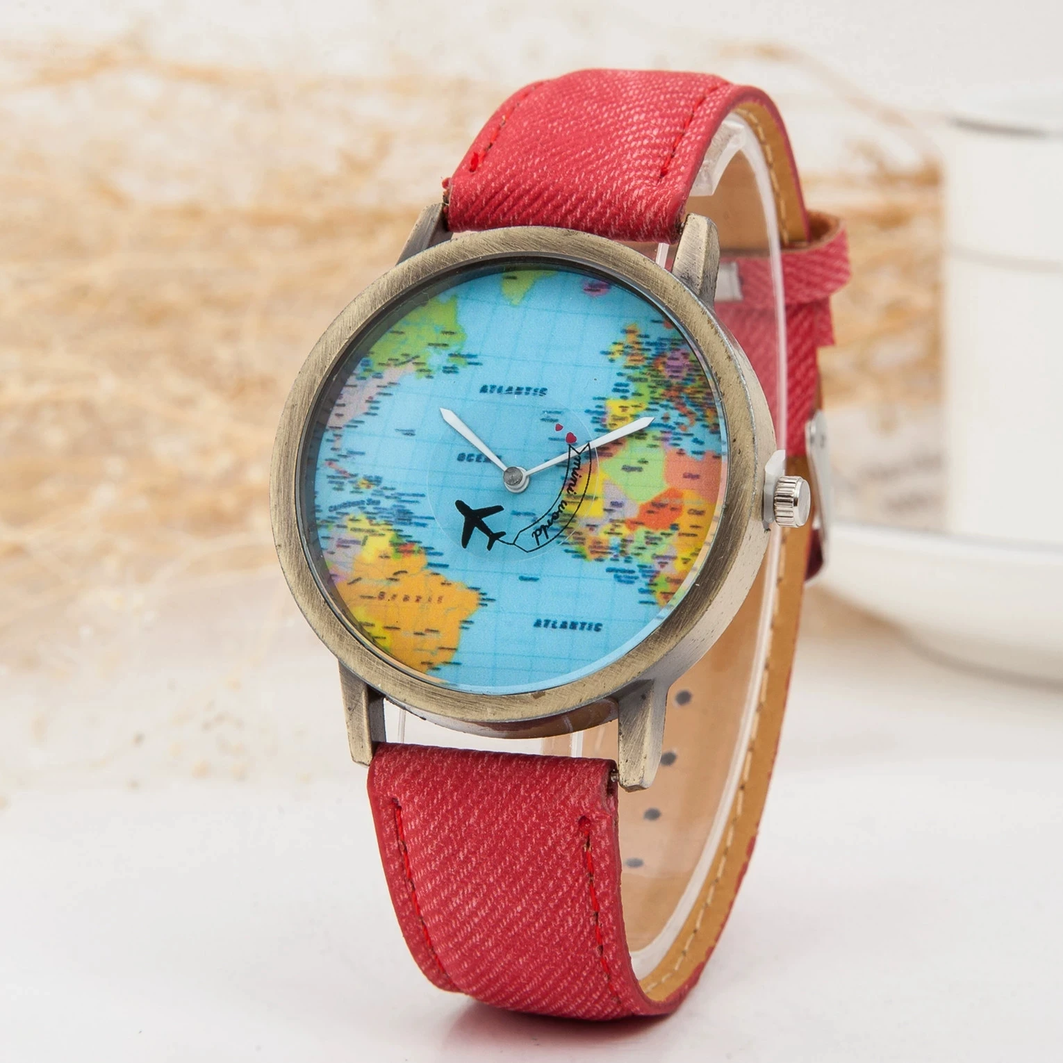 New Fashion Men Aircraft Rotation Pointer Quartz Watch Women Jean Fabric Leather Strap Watches Ladies Wristwatch Reloj Hombre