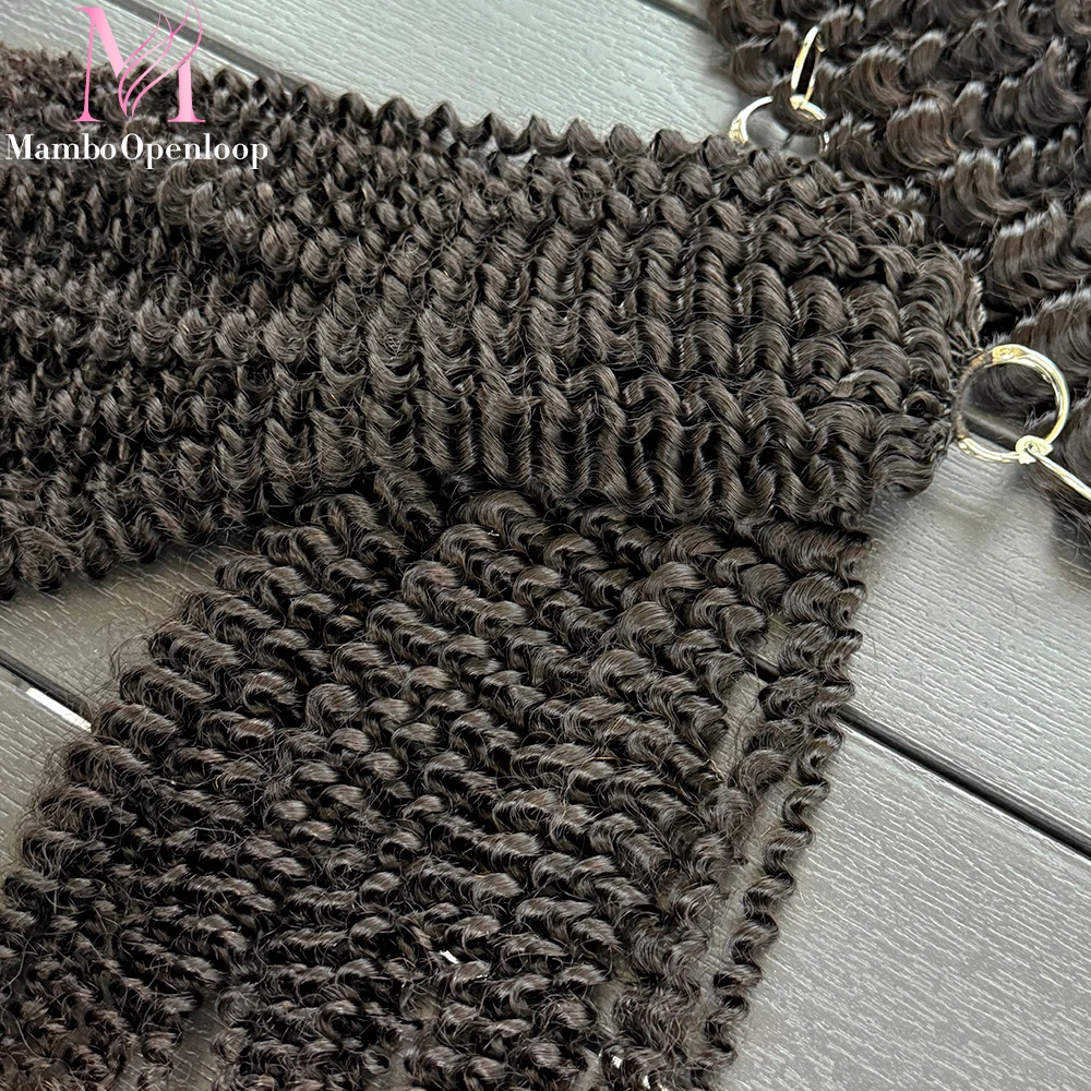 Kinky Curly Crochet Human Hair Curly Invisible Knotless Crochet Human Hair Extensions With String In The Middle Pre Separated