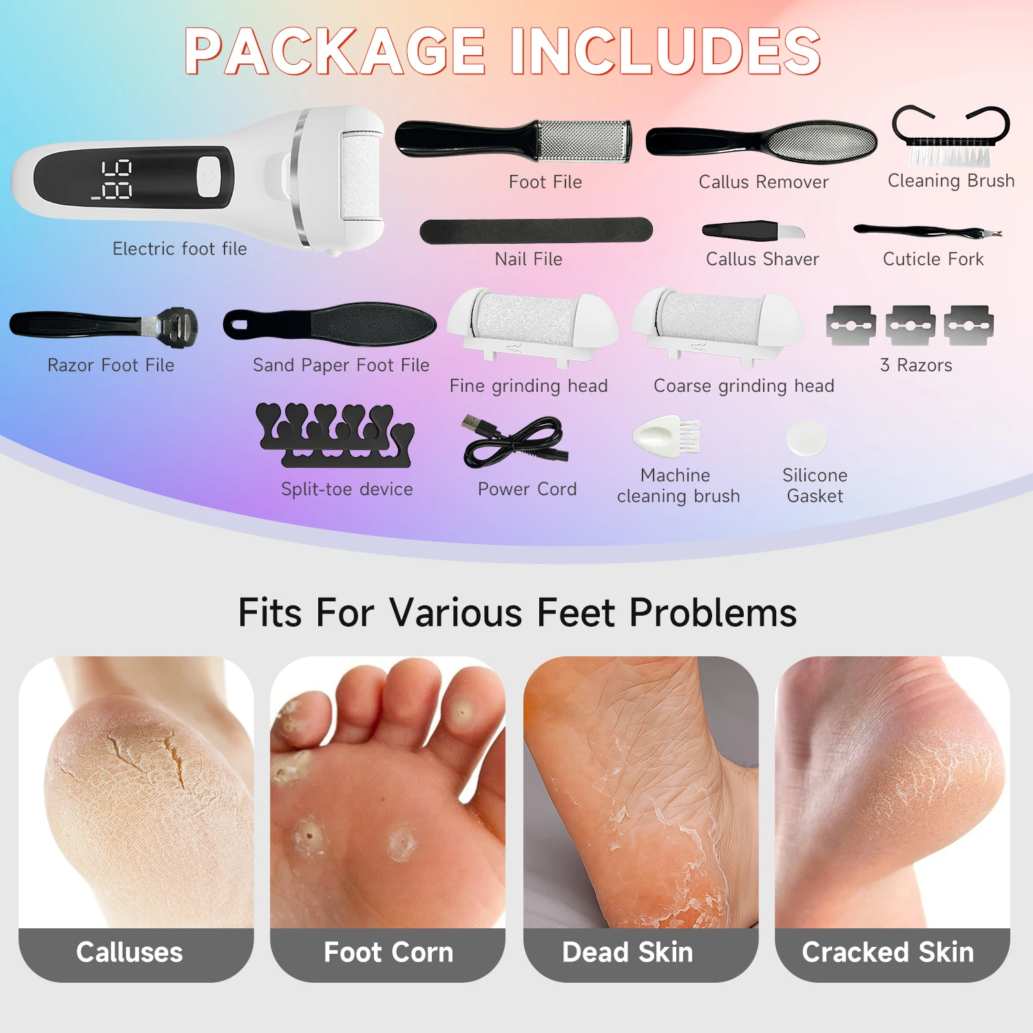 

19-in-1 Portable USB Rechargeable Electric Callus Remover Pedicure Tool Set - Professional Foot Grinder Ideal Gift for Foot Care