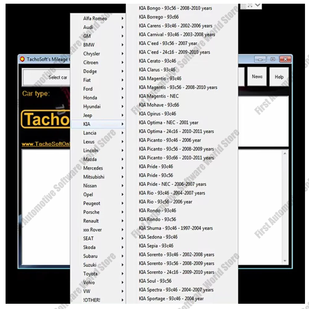 Hot Sell Newest Tachosoft Mileage Calculator V23.1 for accesorios para auto tools Support Many Car Brand