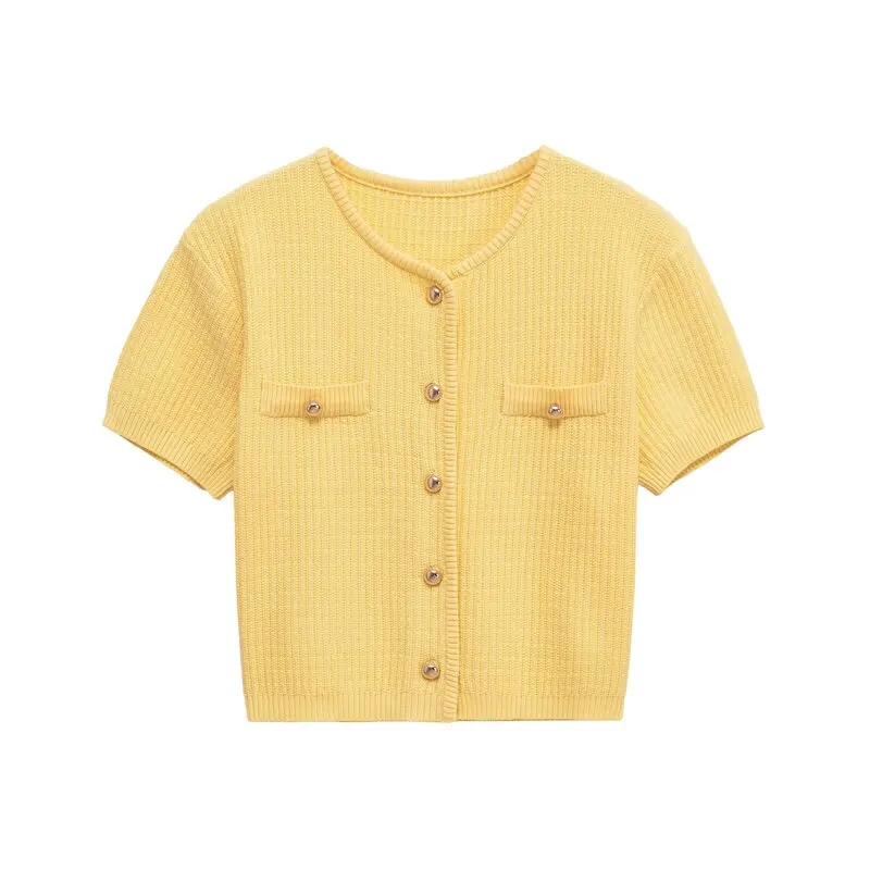 

Comfortable Knitted Cardigan Women's round Ne Single Button Ele ort Sve Sweater Commute Sle Polyester Fiber