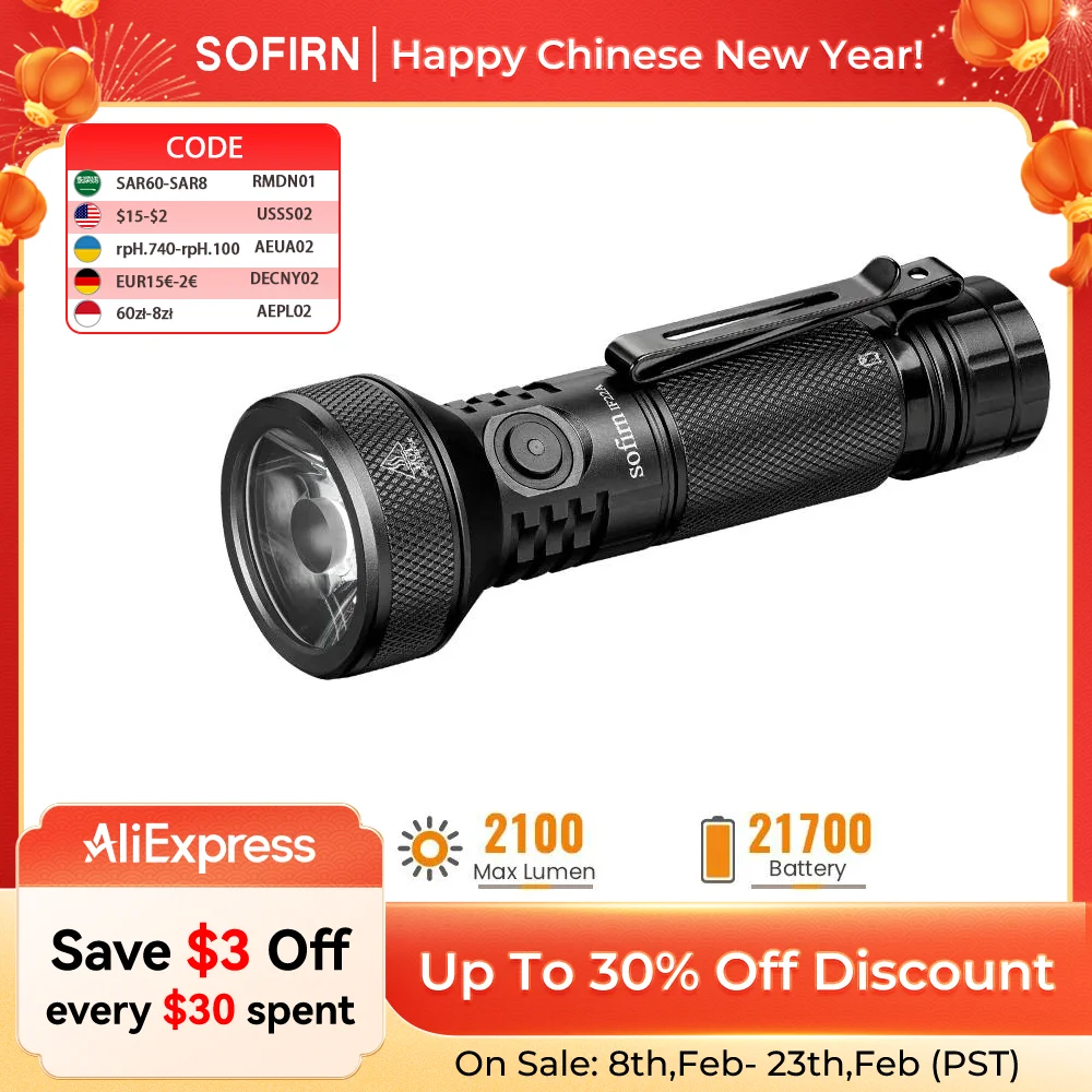 Sofirn IF22 IF22A TIR Quang Học 2100lm LED Đèn Pin Có Thể Sạc Lại 21700 USB C Mạnh Mẽ EDC Ánh Sáng Torch Ngoài Trời Đèn Lồng Cho Cá