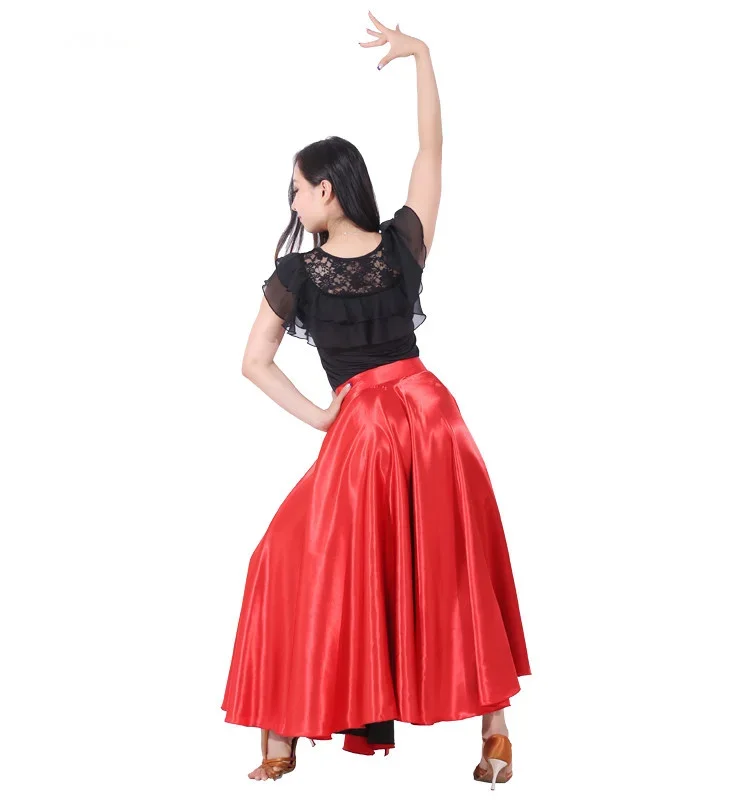 Nuova gonna Flamenco gonna da ballo spagnola a 360 gradi danza del ventre grande cerchio altalena grande gonna latina altalena apertura Costume da ballo