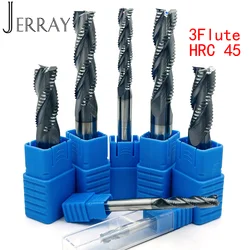 HRC45 3 flauti D4-16MM carburo di tungsteno sgrossatura fresa utensile da taglio per lavorazione ruvida per metallo per alluminio per legno