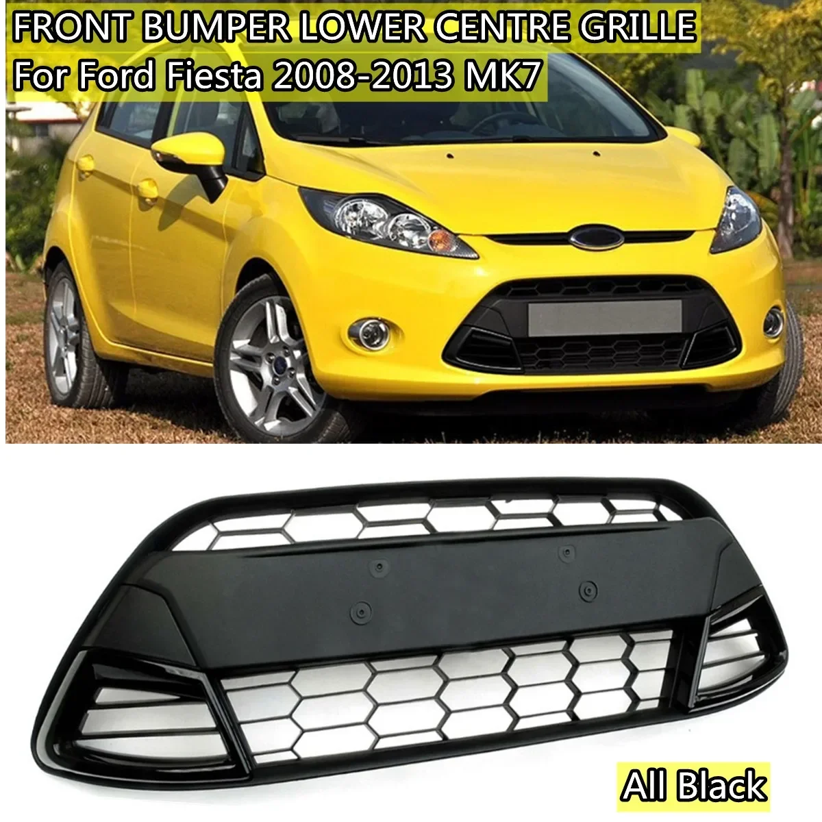 FRONT GRILLE PANEL FOR FORD FIESTA MK7 2008-2013 SPORT ASIAN STYLE HONEYCOMB FRONT BUMPER LOWER GRILLE CENTRE GRILLE MESH PANEL