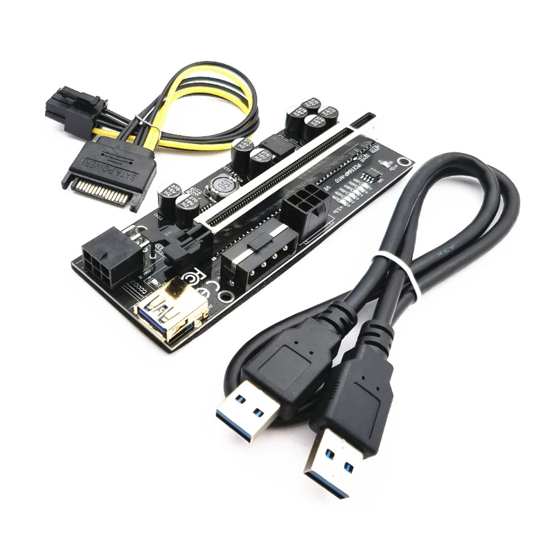 6 шт., Райзер 010 USB 3,0 PCIE Райзер PCI Express X16, расширитель, адаптер 010S Plus, карта Райзера графического процессора SATA, 15 контактов на 6 контактов