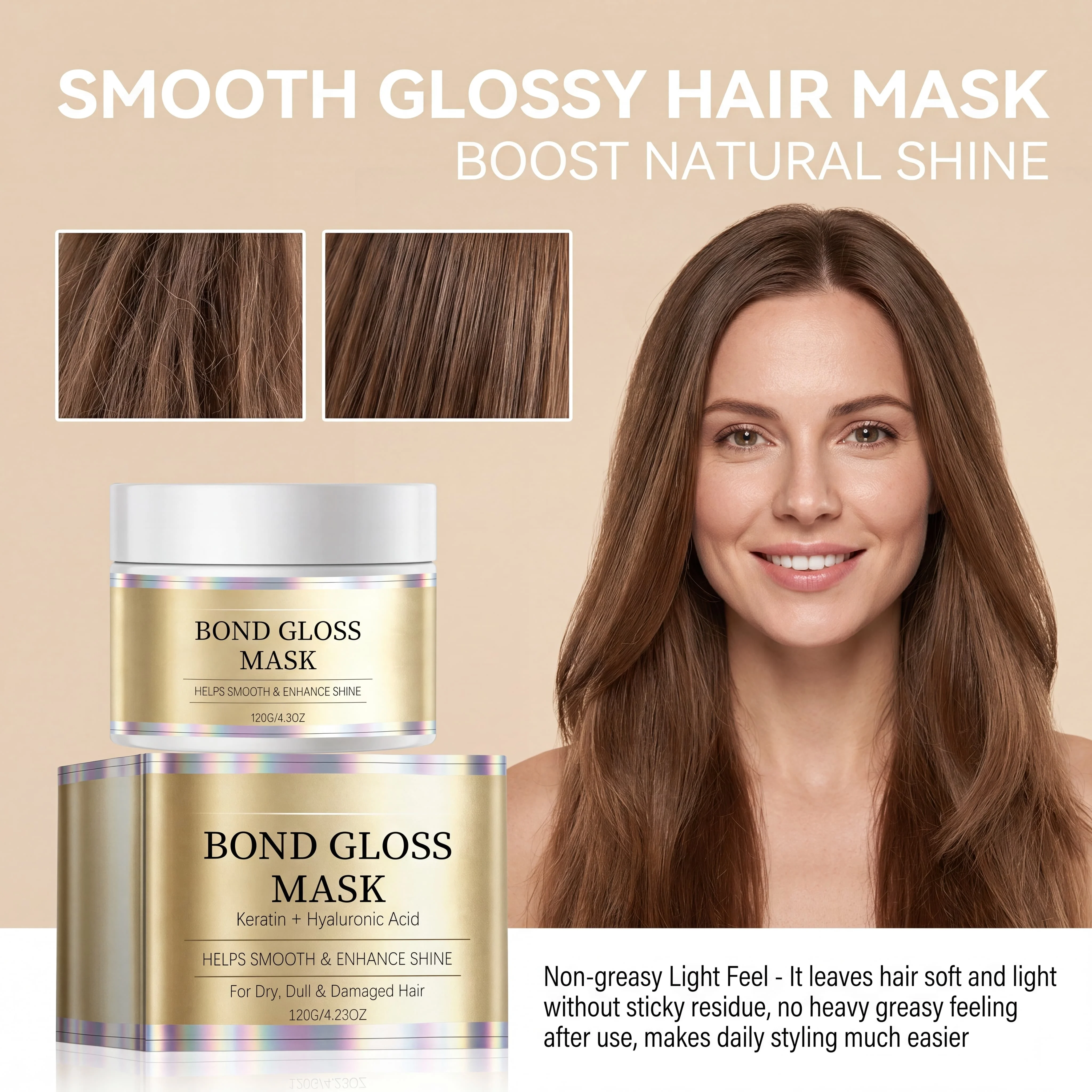 Repairs Hair Mask Keratin Treatment Conditioner Smoothing Frizz Control Shiny Silky Moisturizing Nourishing For Dry Damaged Hair