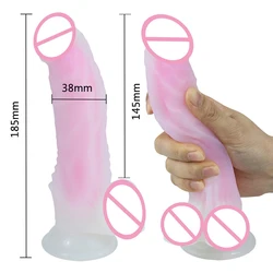 Cute Soft Silicone Pink Dildos Dick Penis Vaginal Masturbator G-spot Stimulation with Suction Cup Adult Sex Toy for Woman Sexual