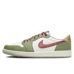 Nike-zapatillas de baloncesto Air Jordan 1 para hombre y mujer, zapatos clásicos de cuero verde de la suerte, cómodos, deportivos, informales, para monopatín