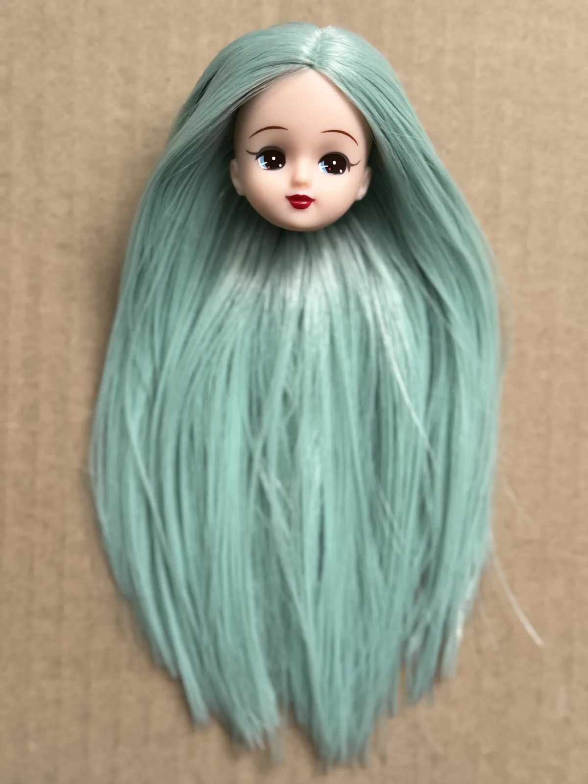 Licca Head Plant Hair Braid BOBO Blue Hair Toy Cartoon Doll Girls DIY Dressing Hair Toys Collection Cute Doll Head