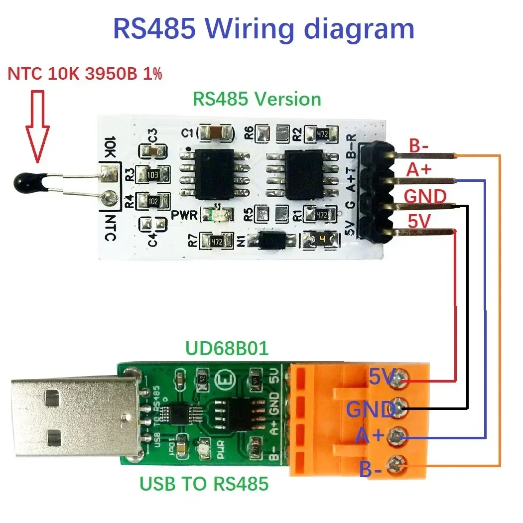 Efficient Mini RS232(TTL) 1k-100K Resistance Value Measurement Module 10K 3950 NTC Thermistor Collector 2 Pcs NT38D01 DIY