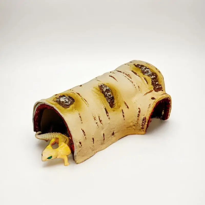 1 Pieza de Cueva de Madera de Abedul Duradera con Textura para Lagartos, Refugio de PVC para Reptiles y Anfibios, para Desprendimiento de Piel, Relajación y Juego