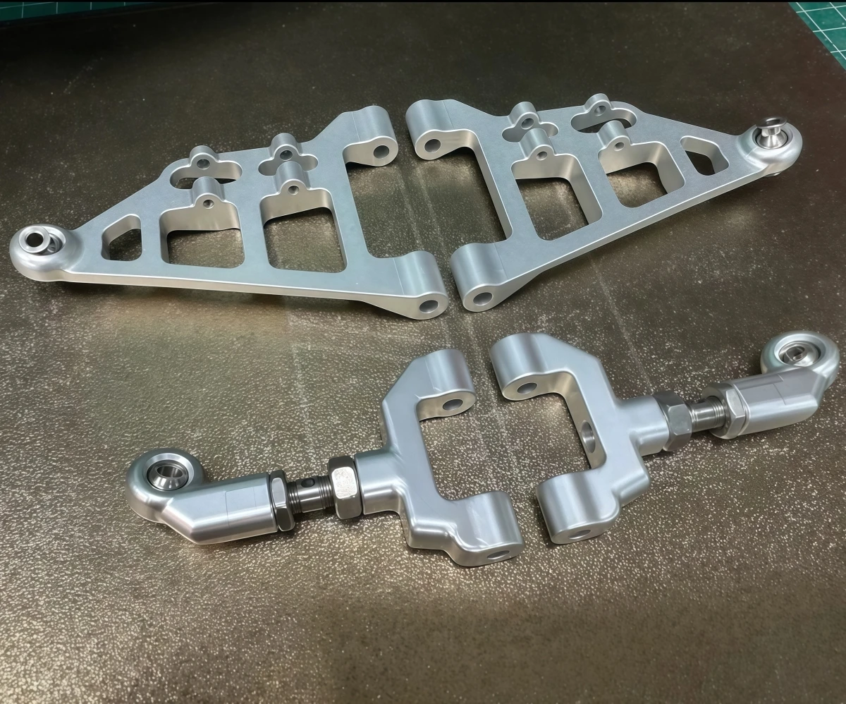 CNC Aluminum Front Upper & Lower A‑Arm Kit For KM 1/8 KM5 F‑150 Raptor Tank300 RC Crawler Suspension Upgrade Parts