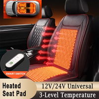 12V/24V Universal Car Electric Heated Seat Pad Cover with 3-Level Intelligent Switch 1/2 Seat 30s Fast Heating Flannel Cushion