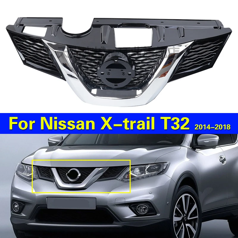 Auto Racing Grills Fit for Nissan Xtrail X-trail T32 2014 2015 2017 2016 2018 Abs Mesh Mask Bumper Cover Grille Grill Car Parts